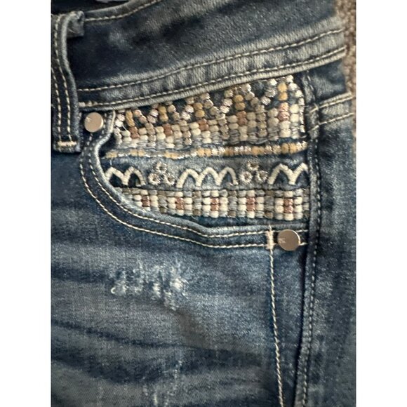 Miss Me Womens Embroidered Ankle Skinny Jeans 26 x 27 Low Rise Bohemian Boho - Picture 5 of 7